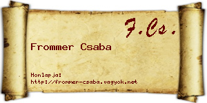 Frommer Csaba névjegykártya